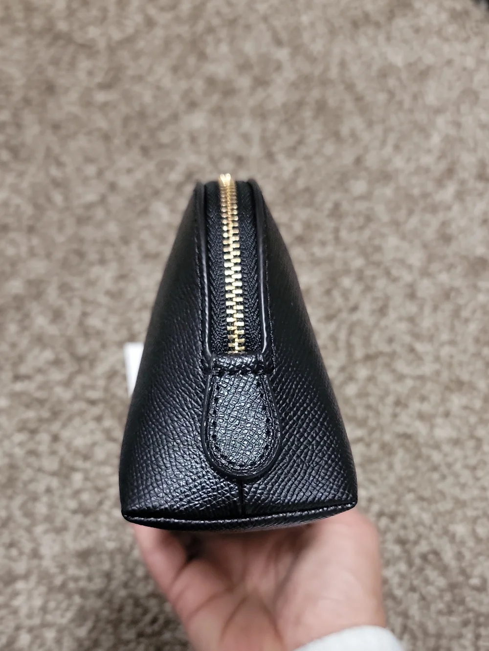 Coach Black Leather Cosmetic Case 17 with Gold Logo